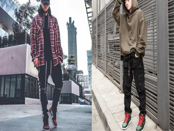 Phối giày Jordan cổ cao với jogger và hoodie