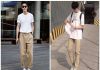 Phối đồ với quần kaki nam mix áo phông
