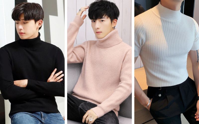 Phối áo len cổ lọ với quần jeans Phối áo len cổ lọ với quần jeans