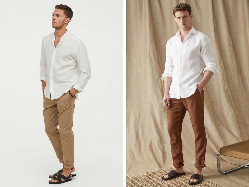 Quần nâu phối áo trắng Quần nâu phối áo trắng