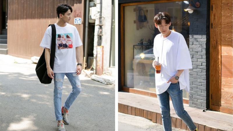 Phối áo thun cùng quần jeans: