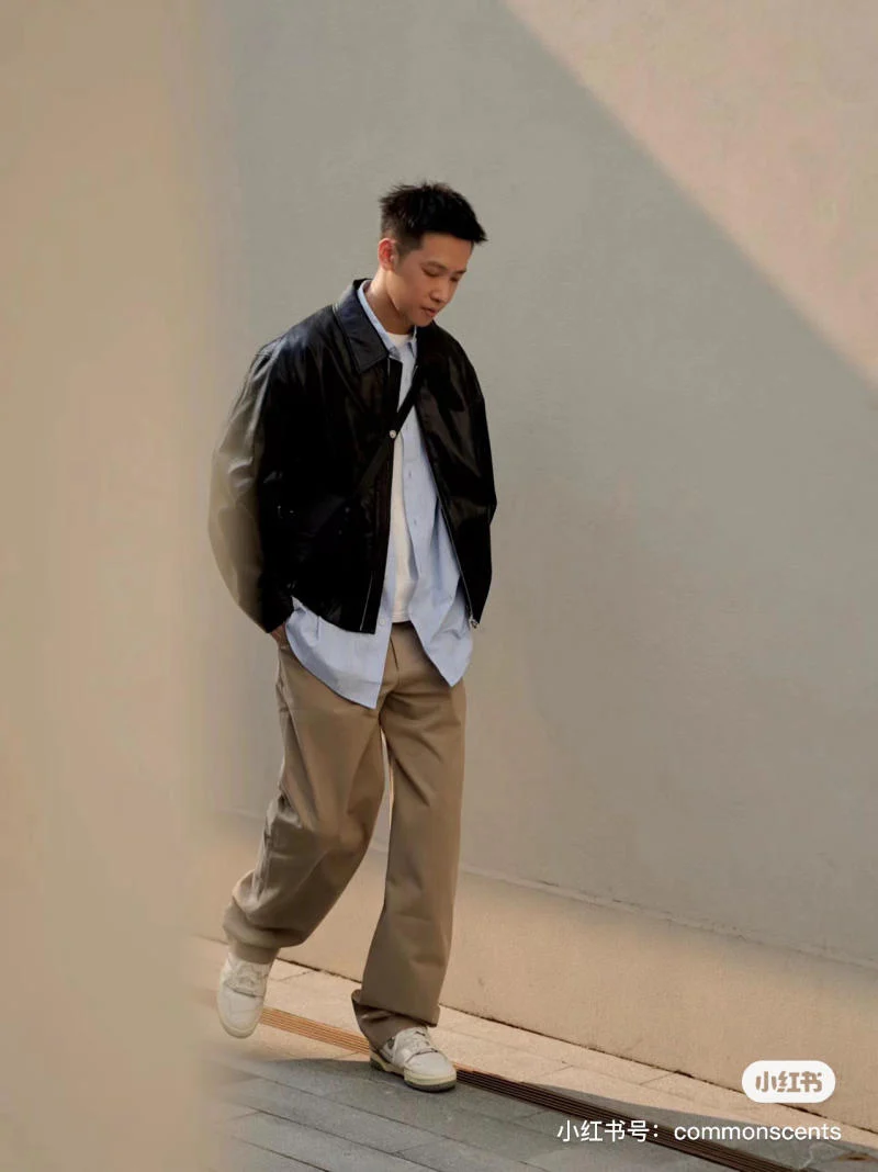 Phối áo da nam với áo sơ mi Phối áo da nam với áo sơ mi