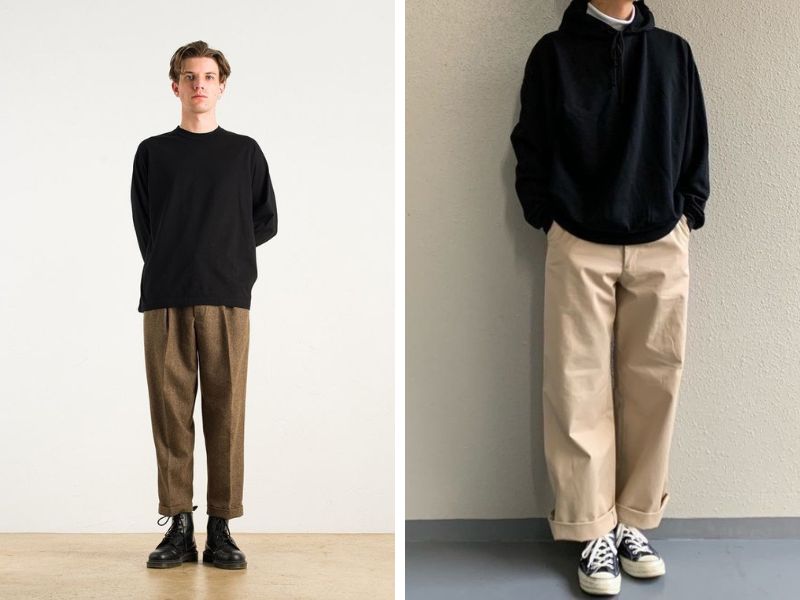 Quần nâu phối áo đen Quần nâu phối áo đen